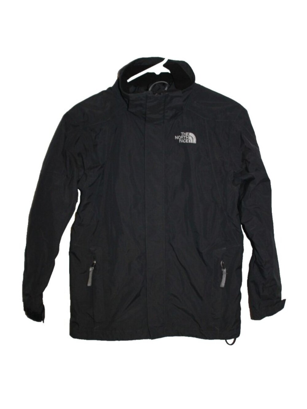 The North Face Jacket Boys Size Large L Windbreaker Black Zip Front & Pockets